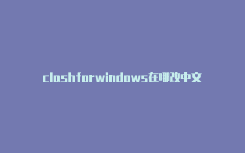 clashforwindows在哪改中文节点订阅