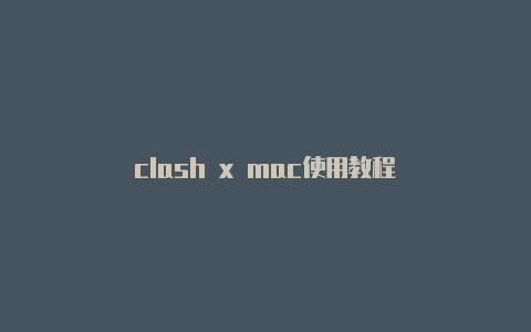 clash x mac使用教程