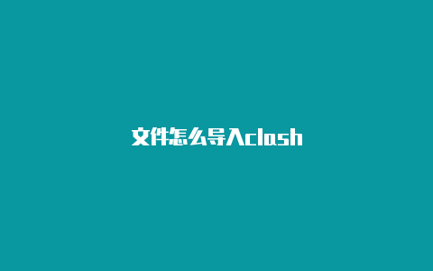 文件怎么导入clash