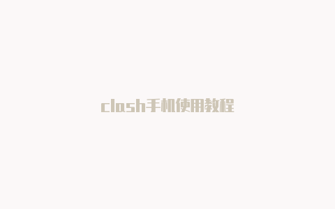 clash手机使用教程