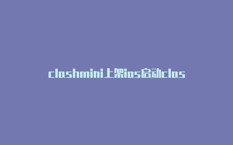 clashmini上架ios启动clash