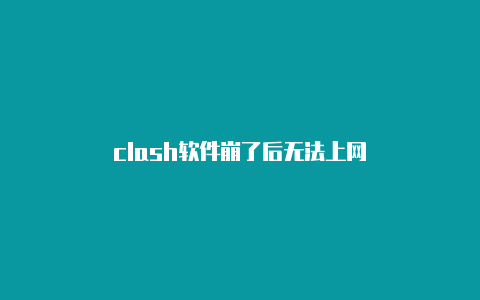 clash软件崩了后无法上网