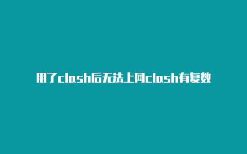 用了clash后无法上网clash有复数吗