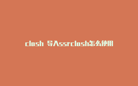 clash 导入ssrclash怎么使用vless