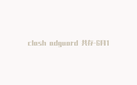 clash adguard 共存-6月16日更新