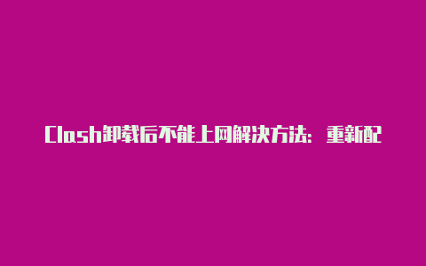 Clash卸载后不能上网解决方法：重新配置DNS解析