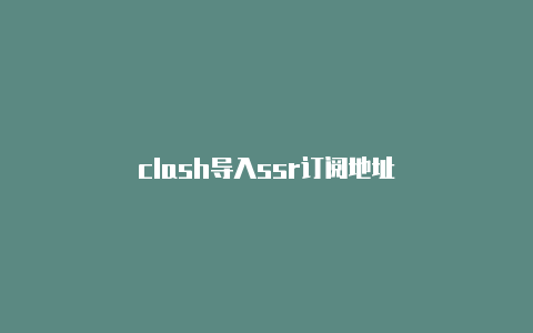 clash导入ssr订阅地址