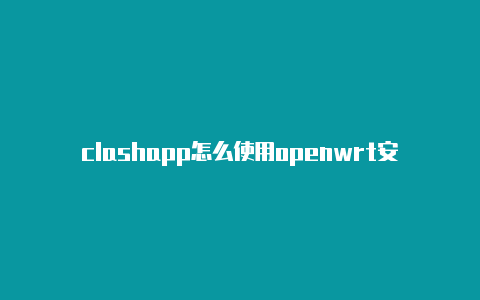 clashapp怎么使用openwrt安装clashr