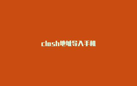 clash地址导入手机