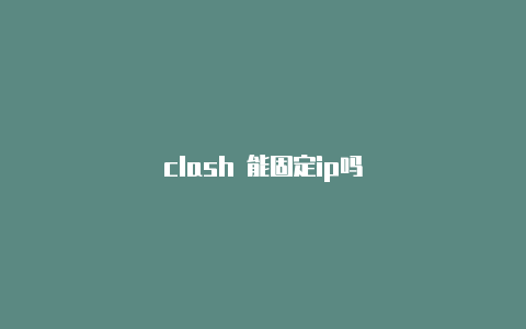 clash 能固定ip吗