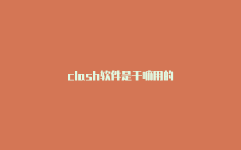 clash软件是干嘛用的