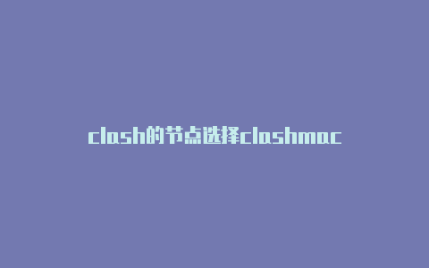 clash的节点选择clashmac