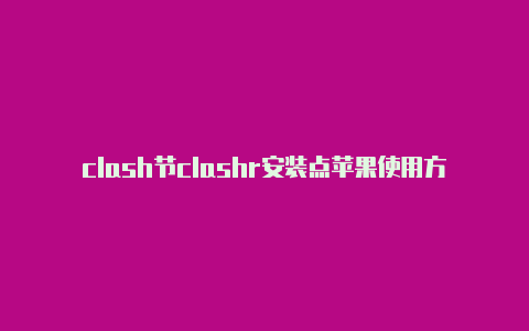 clash节clashr安装点苹果使用方法