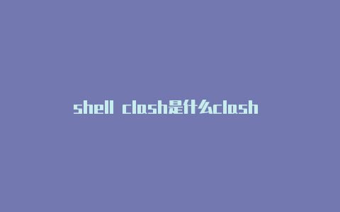 shell clash是什么clash mac代理使用教程