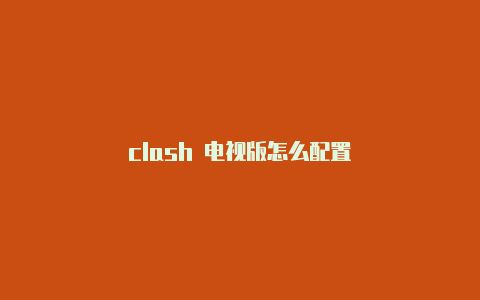 clash 电视版怎么配置