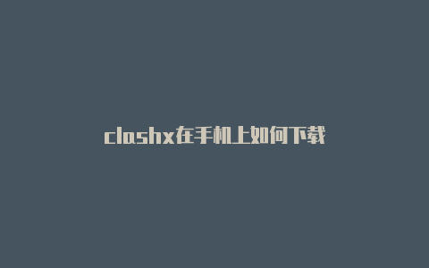 clashx在手机上如何下载