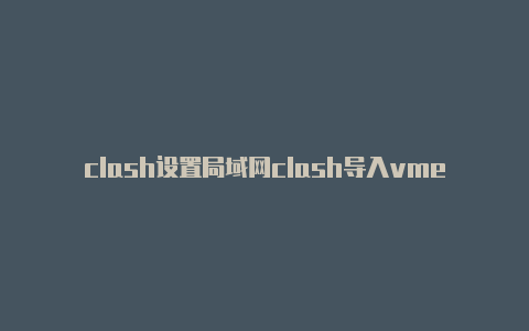 clash设置局域网clash导入vmess链接