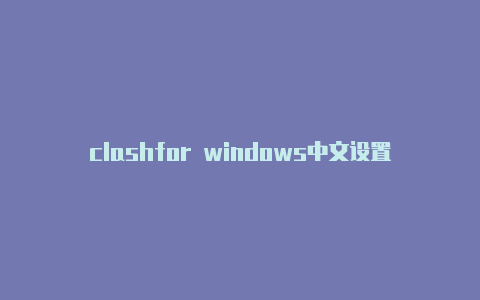 clashfor windows中文设置