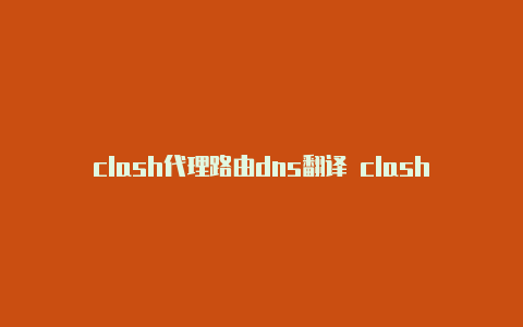 clash代理路由dns翻译 clash