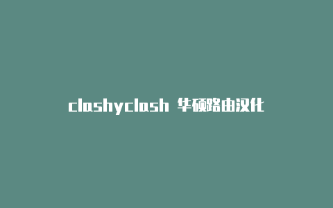 clashyclash 华硕路由汉化