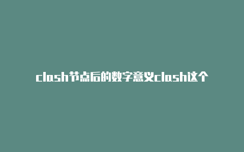 clash节点后的数字意义clash这个是什么