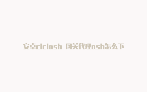 安卓clclash 网关代理ash怎么下载