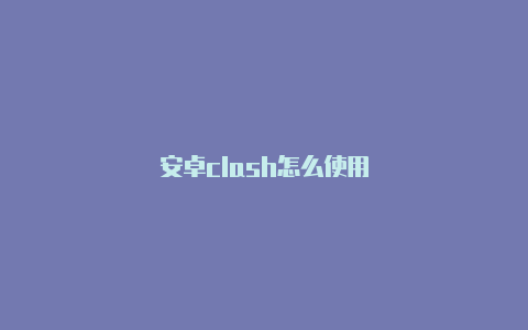 安卓clash怎么使用