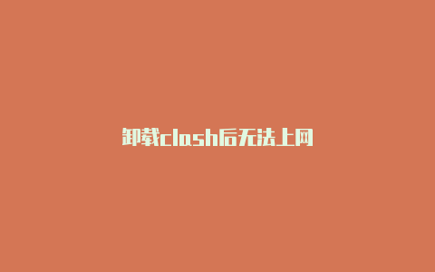 卸载clash后无法上网