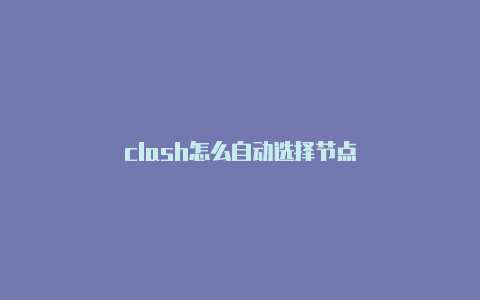 clash怎么自动选择节点