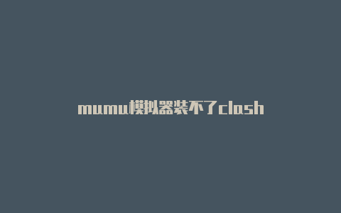 mumu模拟器装不了clash