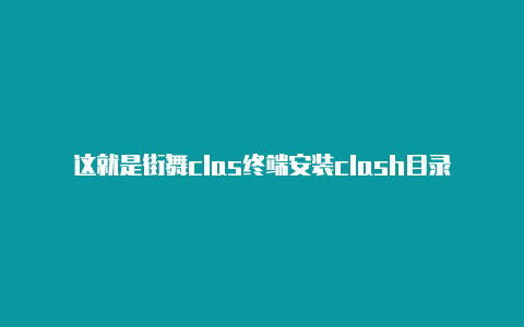 这就是街舞clas终端安装clash目录时卡住h音乐