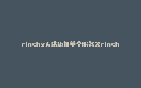 clashx无法添加单个服务器clash2.1.6