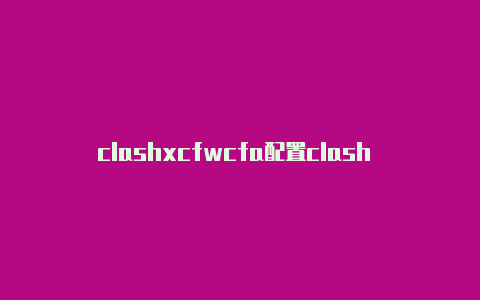 clashxcfwcfa配置clash v0.10.0