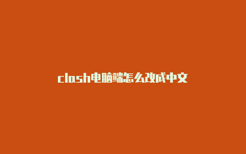 clash电脑端怎么改成中文