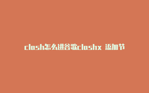 clash怎么进谷歌clashx 添加节点