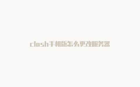 clash手机版怎么更改服务器