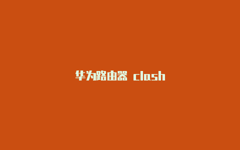 华为路由器 clash