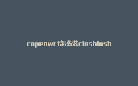 copenwrt怎么装clashlash订阅链接多少钱