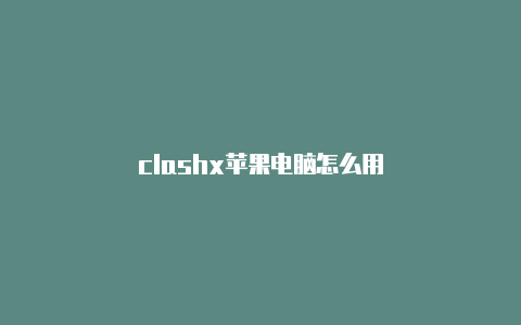 clashx苹果电脑怎么用