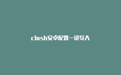 clash安卓配置一键导入