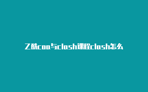 乙酰coa与clash课程clash怎么办