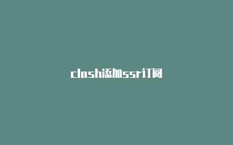 clash添加ssr订阅