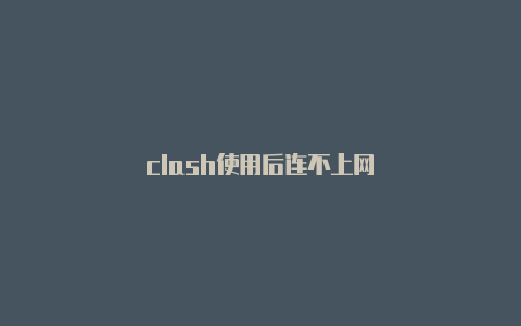 clash使用后连不上网