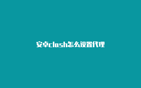 安卓clash怎么设置代理