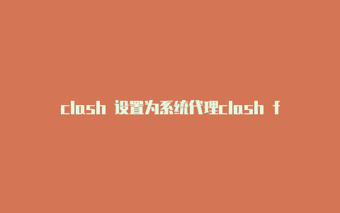 clash 设置为系统代理clash for android官网github