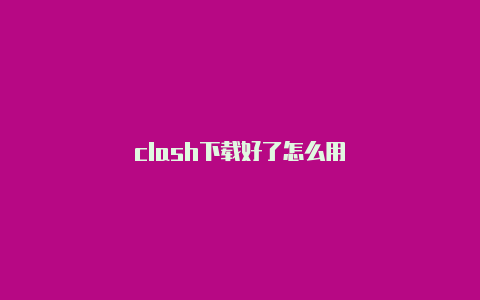 clash下载好了怎么用