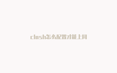 clash怎么配置才能上网