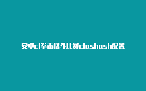 安卓cl拳击格斗比赛clashash配置失败