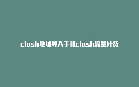 clash地址导入手机clash流量计费