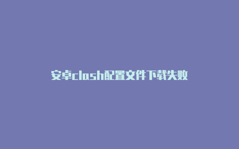 安卓clash配置文件下载失败